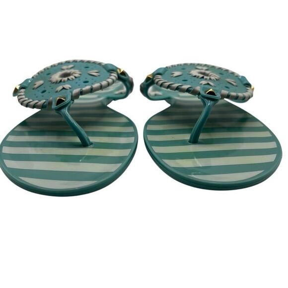 Jack Rogers Georgica Striped Jelly Flip Flop Turquoise/White Size 8 - Picture 3 of 9